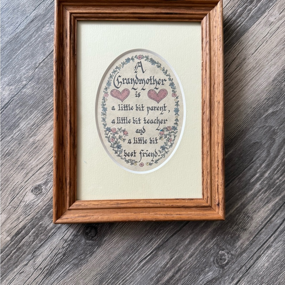 Wooden Framed Grandmother Quote Vintage Cottagecore wall art